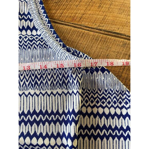 Womens Banana Republic Blue White Abstract Geometric Sleeveless Stretchy Dress S - Picture 9 of 9